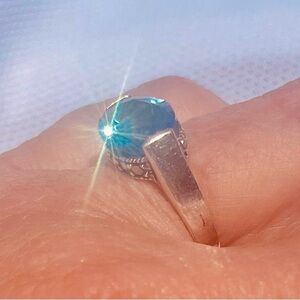 Silver 925 Blue and Marcasites Ring